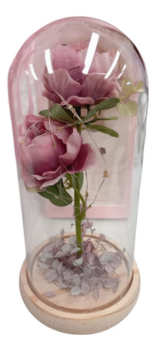 Rosa Eterna Con Luz Led Flor Artificial Encapsulada Regalo Índigo