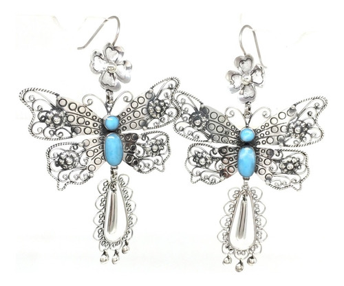 Aretes Colgantes Mariposa De Filigrana En Plata 925 F24