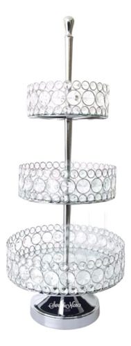 Pedestal Soporte Para Postres 3 Niveles Bling Color Plata