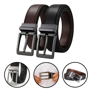 Cinto Masculino Couro Dupla Face 2 Em 1 Preto Marrom Social