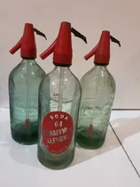 Comprar Lote De 3 Antiguos Sifones De Vidrio Con Cabezal Plastico
