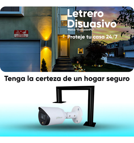 Dahua Cámara Bullet 0360b-plus-artemis Full Color De 2 Mp 1080p Con Brazo Metálico Y Letrero Disuasivo Micrófono Integrado Lente De 3.6mm Metalica Wdr Real De 130 Db Led Para 20 Mts Ip67 0360b Starlig