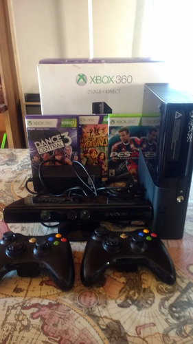 Xbox 360 Con Kinect 250gb + 2 Joy + Juegos