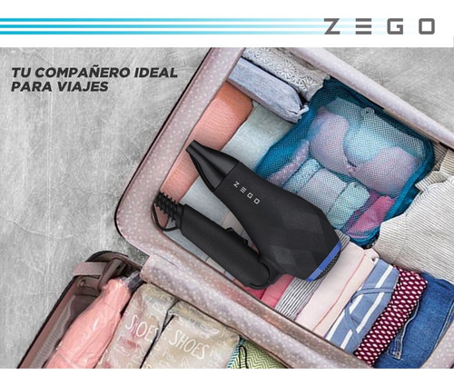 Imagen 2 de 8 de Secador De Pelo Zego Plegable Portatil Chico De Viaje 1000w