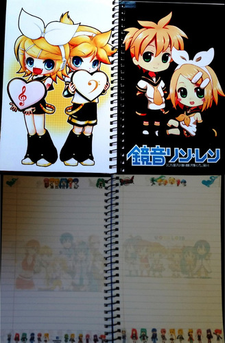 Libreta Cuaderno Gemelos Kagamine Vocaloid Rin Y Len Media 