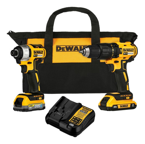 Kit Taladro Percutor Y Atornillador Powerstack 20v Max Dewal Amarillo