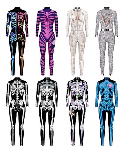 Mono Esqueleto Halloween Traje De Manga Larga De Esqueleto