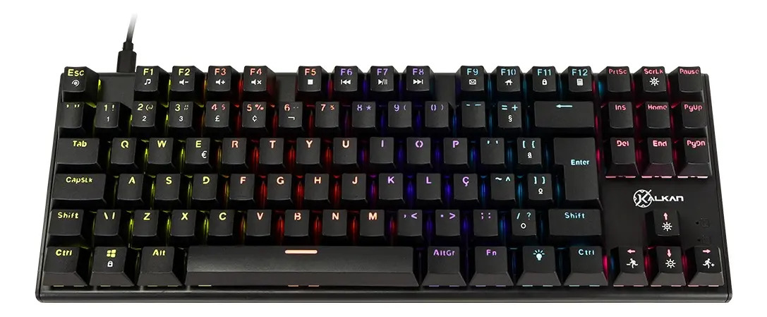 Teclado Mecânico Gamer Kalkan Loki TKL Rainbow Preto