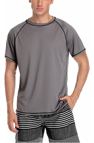 Bañador Rash Guard De Manga Corta Para Hombre Upf 50+