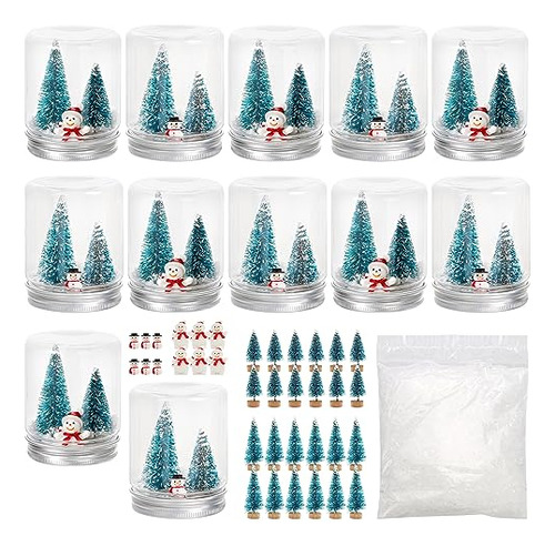 12 Set Plastic Snow Globe Kit, Clear Christmas Water Gl...