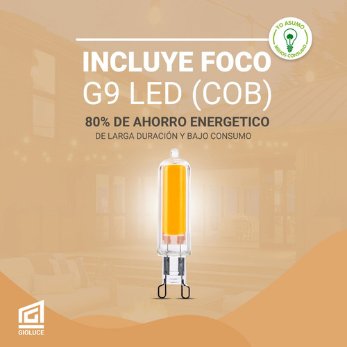 Aplique De Pared 1 Luz Con Tulipa Y Lampara G9 Led Baño