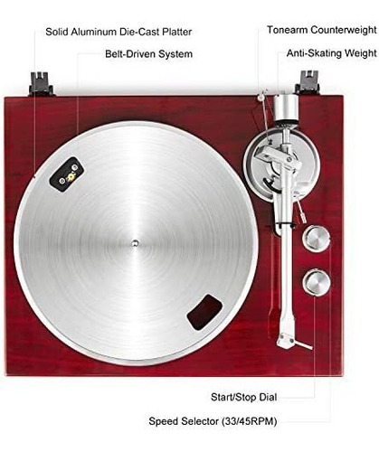 Tocadiscos 1byone Ajustable Con Conexión Inalámbrica -rojo