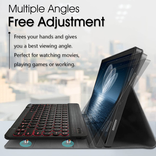Funda Con Teclado Retroiluminado Samsung Galaxy Tab A7 Sm-t5 Color
