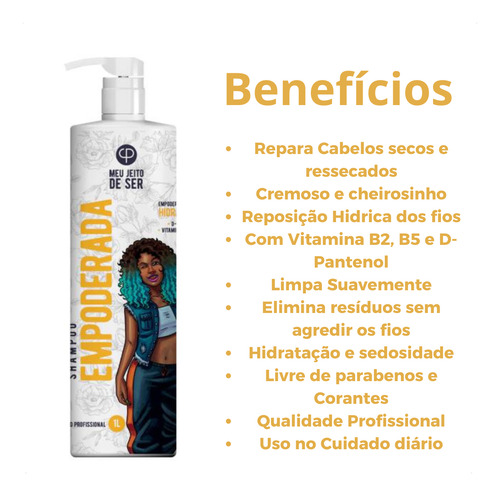 Shampoo Hidratação Empodera D-pantenol Vitamina B2 E B5 1l