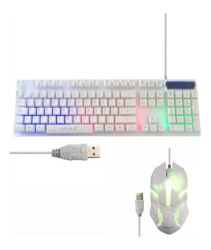 Mouse Y Teclado Gamer Rgb Aoas M-400 Blanco.