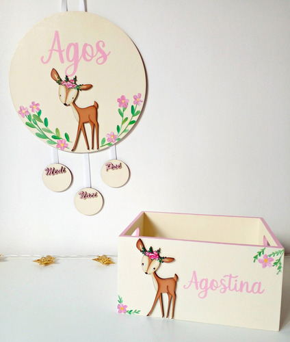 Caja Pañalera 20x15 Y Cartel De Nacimiento Set Bienvenida Personalizado