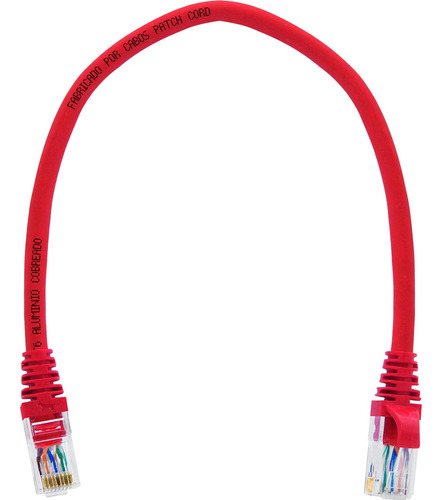 Cabo De Rede Patch Cord Cat6 Pequeno 30cm Vermelho 