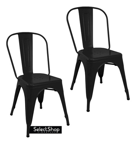 Set De 2 Sillas Tolix Modernas Metálica Comedor Industrial Color de la estructura de la silla Negro marca selectshop