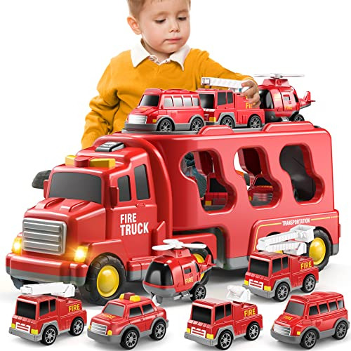 Toddler Truck Boy Toys For Kids 3-5 Years - 7 Pack Fric...