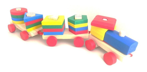 Tren Formas Geométricas De Madera Didáctico Para Niños