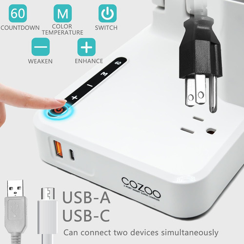 Lámpara De Escritorio Led Con 2 Puertos De Carga Usb, Puerto
