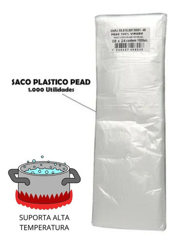 Saco Plástico P/ Pamonha - 8x24 1.000 Unid. Geladinhos