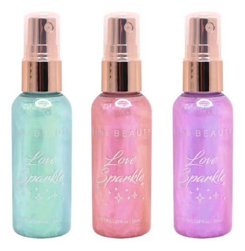 Set 3 Shimmer Iluminador Corporal Love Sparkle Xime Beauty® Tono Del Maquillaje Set Love Sparkle