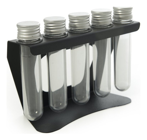 Suporte Porta Temperos Ervas De Balcão 5 Tubetes Aço Preto