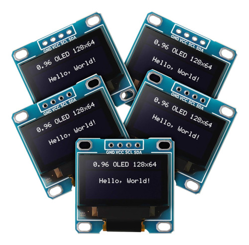5 Piezas Módulo Oled De 0,96 Pulgadas Controlador X64 Iic Pi