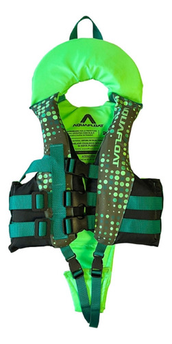 Chaleco Aquafloat Niño Ski Con Cordon Ribbon Verde Fluor T01