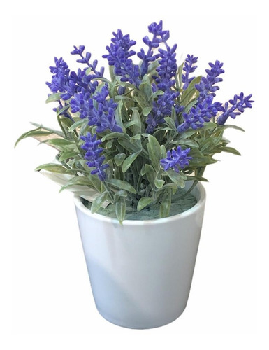 Imagen 2 de 5 de Flor Planta Lavanda Chica C/ Maceta Artificial Decoración