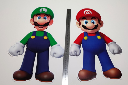 Cartel Figura Deco 45cm Super Mario Y Luigi Bros X2u