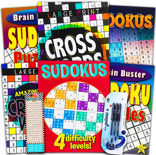 Libros De Crucigramas Sudoku Para Adultos Super Set ~ Paquet