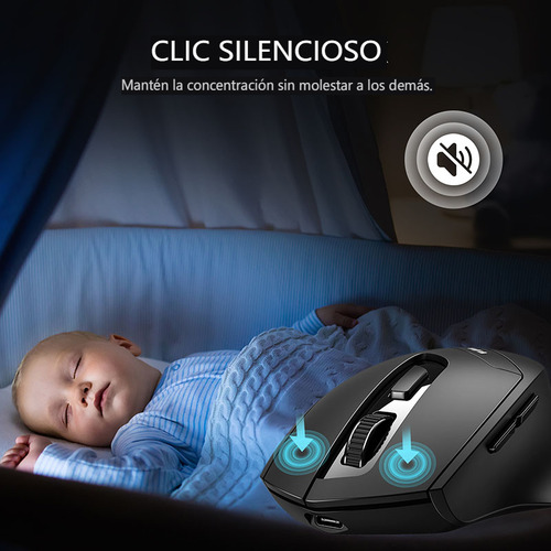 Mouse Inalámbrico Bluetooth Recargable Gamer Ergonomico 2.4g
