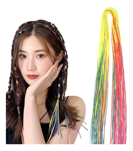 32pcs Colorful Hair Wrap String For Braids Gradient Color...