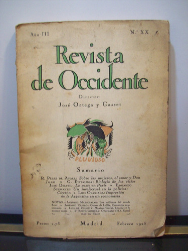 Adp Revista De Occidente N° Xx Año Iii Jose Ortega Y Gasset