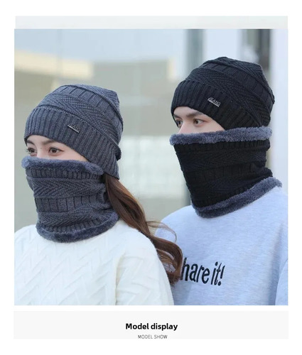 Conjunto De Gorro De Invierno De Punto Y Bufanda, Forro Pola