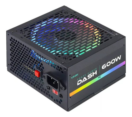 Dash Fonte, Alimentação, Energia, PC, Computador, 600W, Jogos, Gamer, VFG600WPR 110 220v cor preto