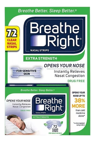 Breathe Right | Nasal Strip Sensitive Skin Clear | 72 Count