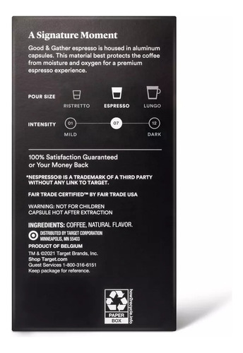 Nespresso Good&gather Vanilla Espresso Roast Coffe 10 Pod