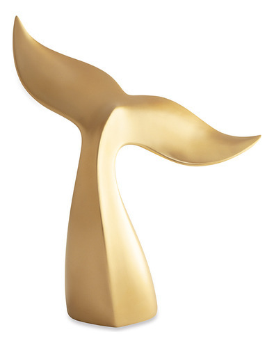 Escultura Calda Baleia Dourado Em Poliresina
