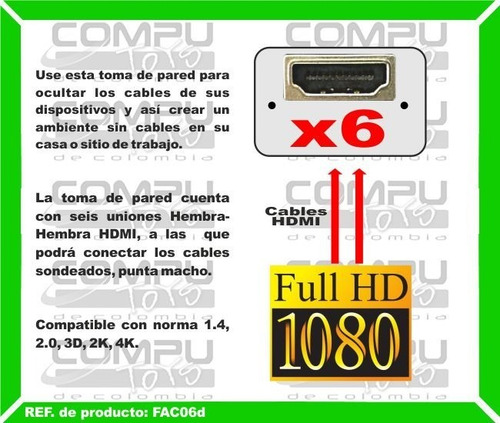 Imagen 3 de 6 de Faceplate De Pared: Hd X 6 Ref: Fac06d Computoys Sas