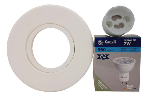 Spot Embutir Pvc Redondo Blanco + Dicroica 7w 35° Fría