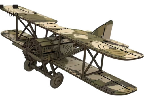 Miniatura Avião Biplano Quebra-cabeça 3d Em Mdf