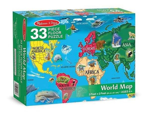 Puzzle Mapa Del Mundo - 33 Piezas Melissa & Doug