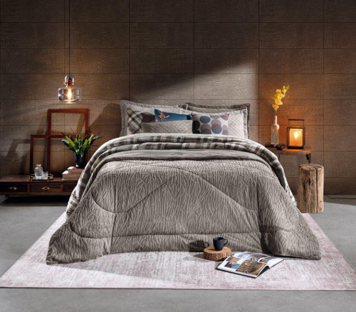 Edredom Plush Peles Queen 235 X 260cm Taupe Hedrons