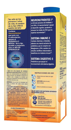 Imagen 3 de 6 de Leche Enfabebe 3 Premium (+1 Año) 1lt X 12 Unidades