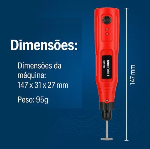 Mini Furadeira Com Acessórios Micro Retífica Recarregável 78 3.7v