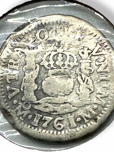 Moneda De Plata De 1/2 Real Columnaria Año 1761 Carlos Iii (Usado)