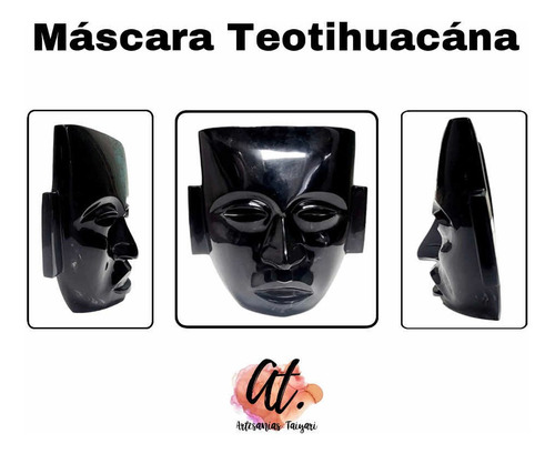 Mascara Teotihuacana Artesanal 100% Obsidiana Negra 1pz